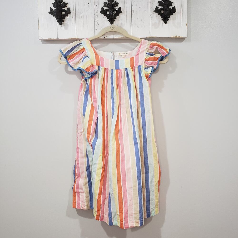 Tucker Tate Girls Dress Size 8 Rainbow Stripe Flutter Sleeve Summer Dress